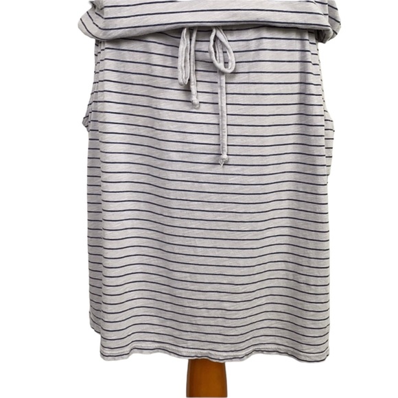 Sundry Striped Gray Dress Jersey Drawstring Waist Pockets Women’s Size M Comfy - Picture 7 of 9